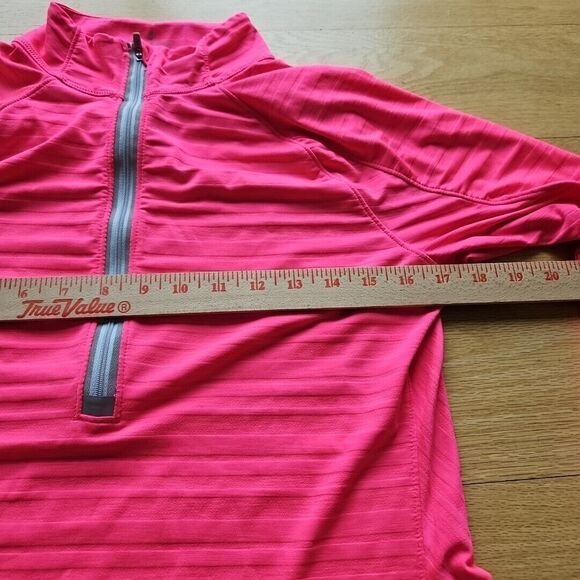 Athleta Hot Pink Heather  1/4 Zip Top, Reflective Zips, Thumbholes, Activewear - Picture 6 of 8